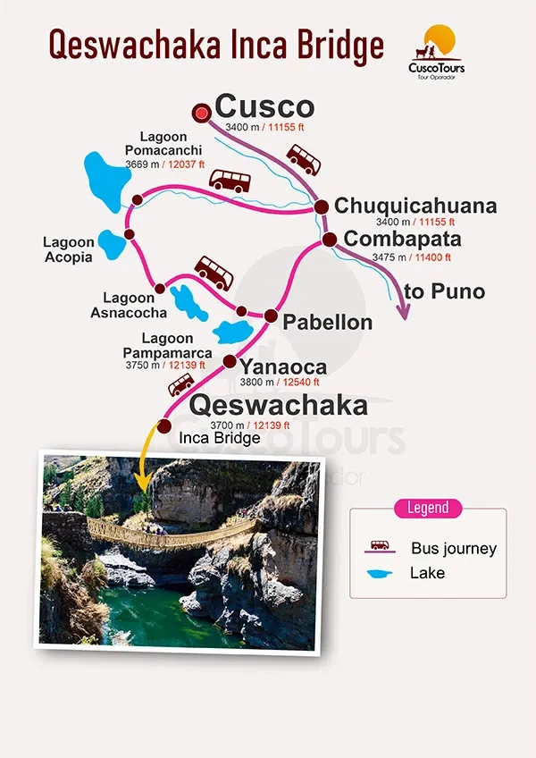 inca bridge queswachaca tour map